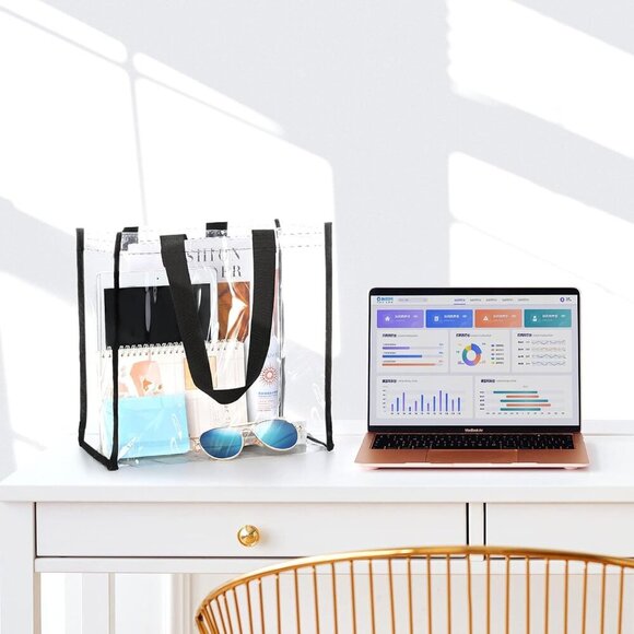 2-Pack Stadium Approved Clear Tote Bag, 12x12x6 Clear Lunch Bag, Perfect for Wor - Picture 7 of 8